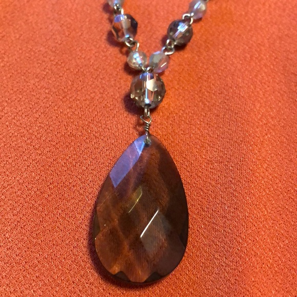 Cookie lee fashion necklace gray iridescent stones - Picture 2 of 4